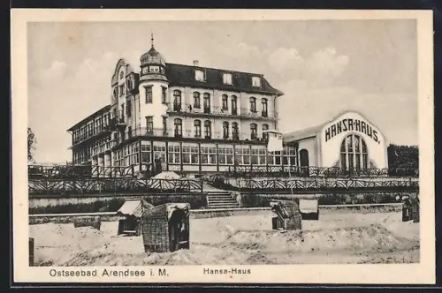 AK Arendsee i. M., Hotel Hansa-Haus, Strandkörbe