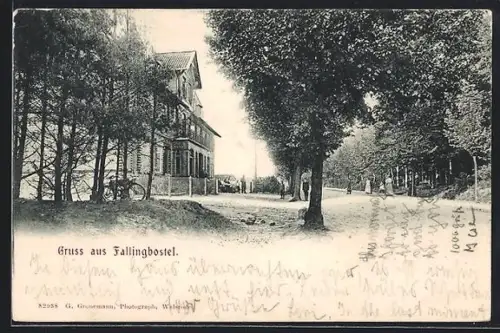 AK Fallingbostel, Gasthof Böhmetal mit Strasse, Panorama