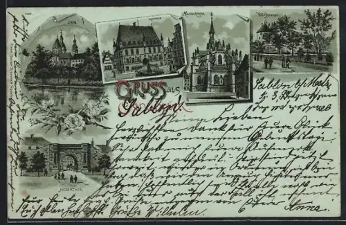 Mondschein-Lithographie Osnabrück, Viti-Schanze, Dom, Rathaus, Hegerthor