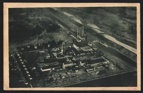 AK Gersthofen b. Augsburg, Flugzeugaufnahme der Farbwerke vorm. Meister Lucius & Brüning
