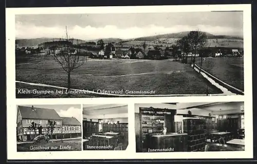 AK Klein-Gumpen bei Lindenfels i. Odenwald, Gasthaus zur Linde, Bes. Adam v. Stein, Innenansicht