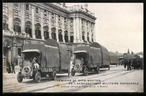 AK Madrid, Camions de Dion-Bouton de L`Aéronautique Militaire Espagnole, französische Lastkraftwagen