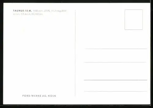AK Auto Ford Taunus 15 M, Reklame
