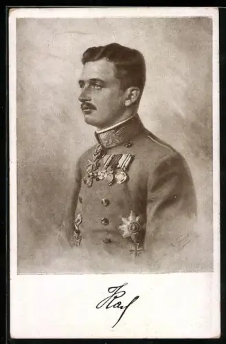 AK Rotes Kreuz Nr.615, Kaiser Karl I. von Österreich in Uniform