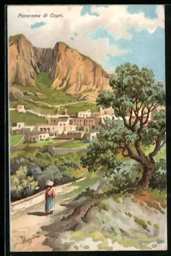 Lithographie Napoli, Capri, Panorama