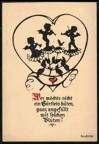 Künstler-AK Georg Plischke: Wer möchte nicht ein Gärtlein hüten..., Schattenbild