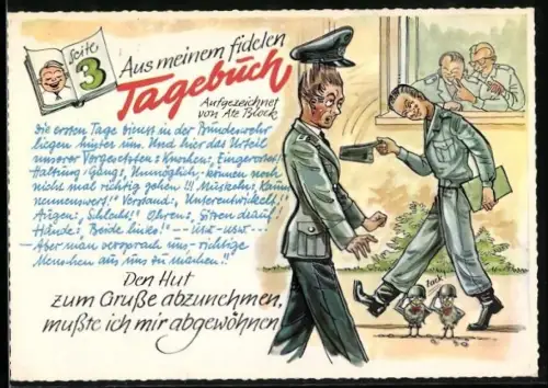 AK Soldat zieht den Hut zum Grusse