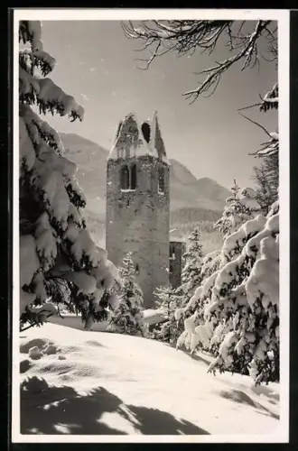 AK Schlarigna / Celerina, Kirche St. Gian im Winter