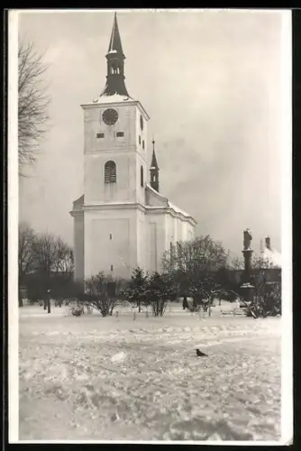 AK Bad Bochdanetsch / Lazne Bohdanec, Kirche im Schnee