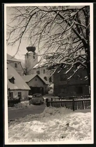 AK St. Aegyd a. Neuwald, Ortspartie im Schnee