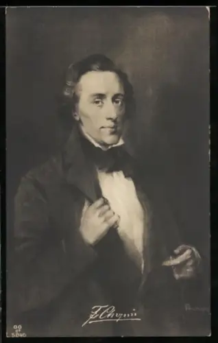 AK Komponist Frédéric Chopin im Anzug mit Fliege