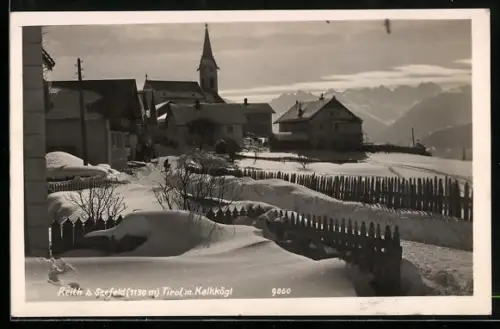 AK Reith, Ort m. Kalkkögl im Schnee