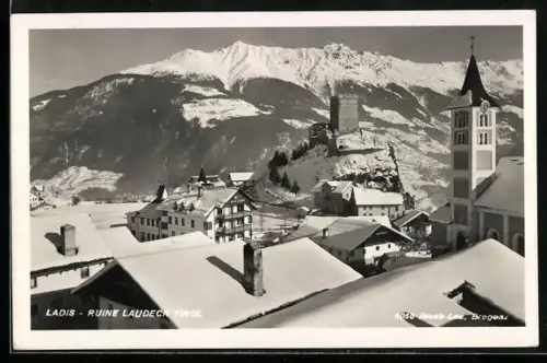 AK Ladis, Ruine Laudeck im Schnee