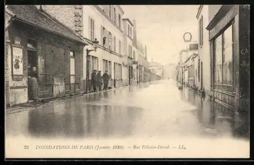 AK Paris, Inondations Janvier 1910, Rue Fèlicien-David, Hochwasser