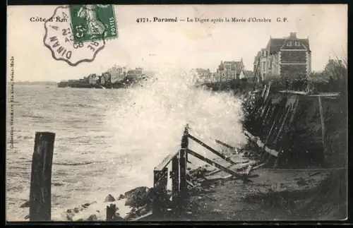 AK Paramé, La Digue après la Marée d`Octobre