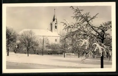 AK Snezne na Morave, Kirche im Winter