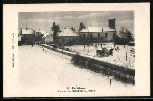 AK Montreux-Jeune, Teilansicht mit Kirche im Schnee