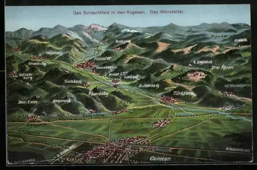 AK Vallée de Munster, vue du champ de bataille dans les Vosges