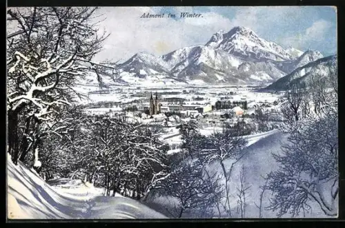 AK Admont, Ortspanorama im Winter