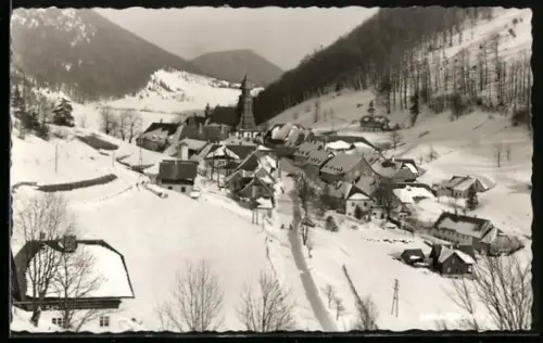 AK Annaberg, Totalansicht mit Kirche im Winter