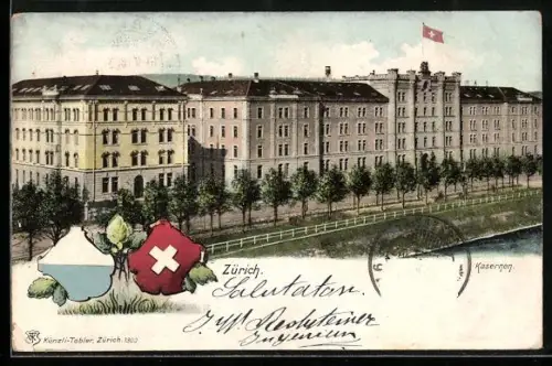 AK Zürich, Blick auf die Kasernen