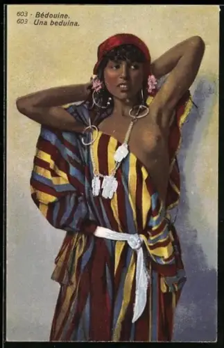 AK junge Beduinin mit nackter Brust