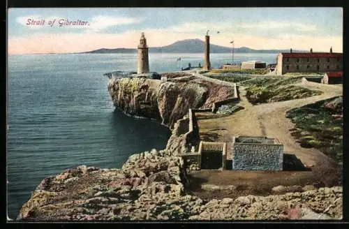 AK Gibraltar, Teilansicht mit Leuchtturm