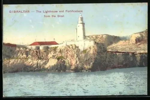 AK Gibraltar, The Lighthouse and Fortifications from the Strait