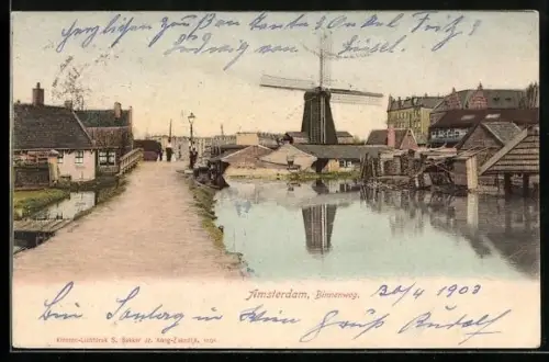 AK Amsterdam, Binnenweg, Windmühle