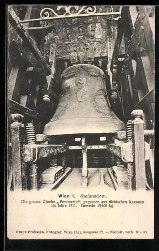 AK Wien, Glockengestühl des Stefansdom