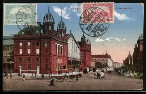 AK Budapest, Strassenpartie am Westbahnhof