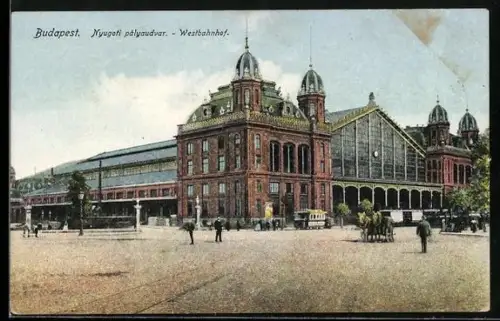 AK Budapest, Blick zum Westbahnhof