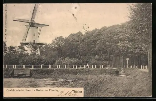 AK Tholen, Oudelandsche Poort, Molen en Plantage, Windmühle
