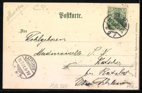 Lithographie Breslau, Rathaus, Wappen