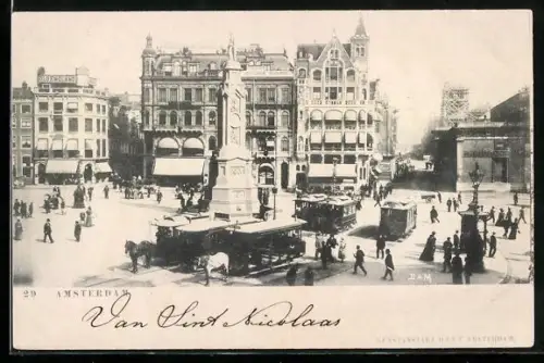 AK Amsterdam, Panorama, Pferdebahn