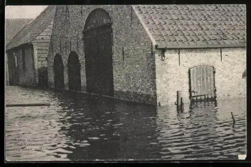AK Oud-Vossemeer, Watervloed in Zeeland, Hochwasser im März 1906