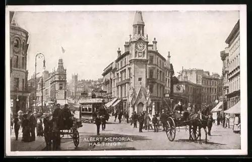 AK Hastings, Albert Memorial, Strassenbahn