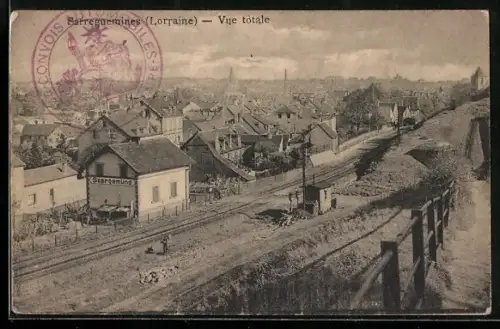 AK Sarreguemines /Lorraine, Vue totale avec la Gare