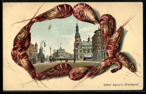 Passepartout-Lithographie Blackpool, Talbot Square