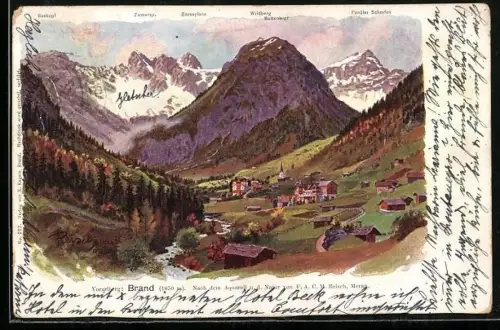 Künstler-AK F.A.C.M. Reisch: Brand, Panorama