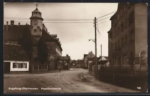 AK Augsburg-Oberhausen, Strassenpartie an der Kapellenschule