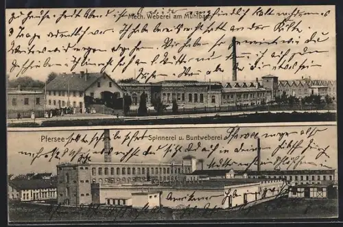 AK Pfersee, Mechanische Weberei am Mühlbach, Spinnerei und Buntweberei