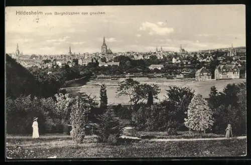 AK Hildesheim, Blick vom Berghölzchen auf die Stadt
