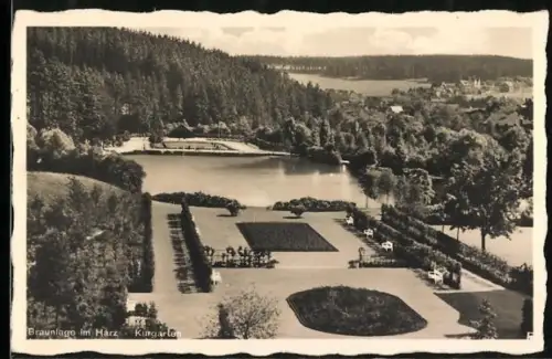 AK Braunlage im Harz, Kurpark mit Gewässer aus der Vogelschau