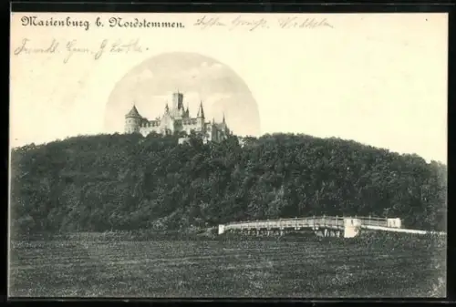 AK Marienburg b. Nordstemmen, Schloss Marienburg, Ansicht mit Brücke