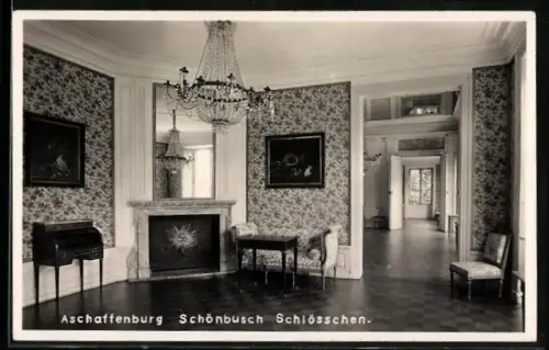 AK Aschaffenburg, Schönbusch, Schlösschen, Innenansicht