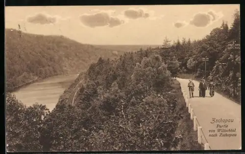 AK Zschopau, Partie von Wilischtal nach dem Ort