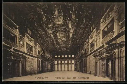 AK Augsburg, Goldener Saal des Rathauses, Innenansicht