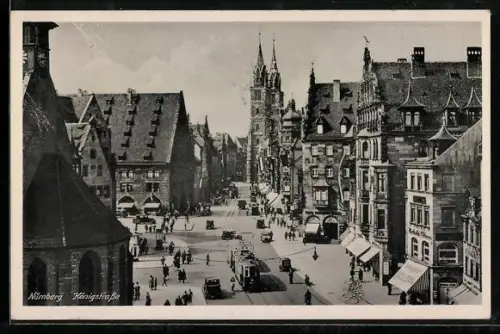 AK Nürnberg, Königstrasse mit Strassenbahn