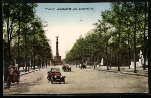AK Berlin-Tiergarten, Siegesallee u. Siegessäule